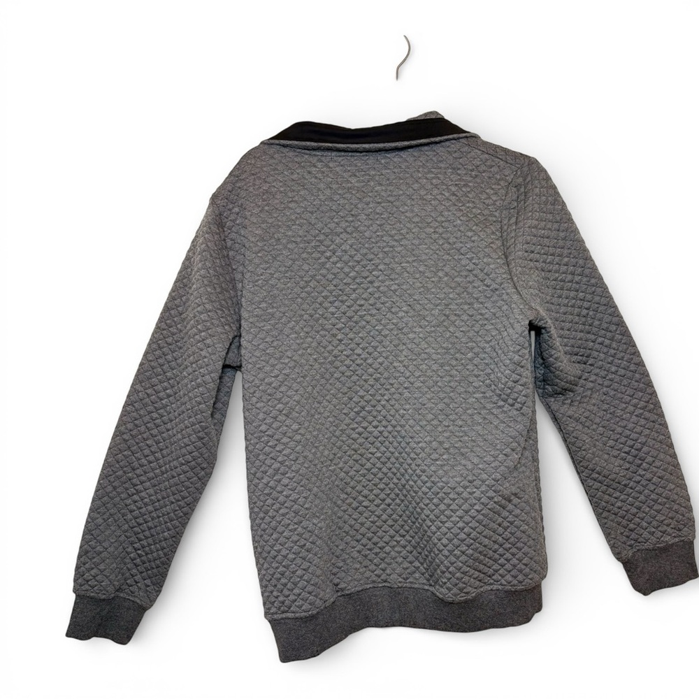 Gray Quilted Snap Collar Pullover Sweatshirt Athleisure Minimalist Medium - Picture 3 of 6
